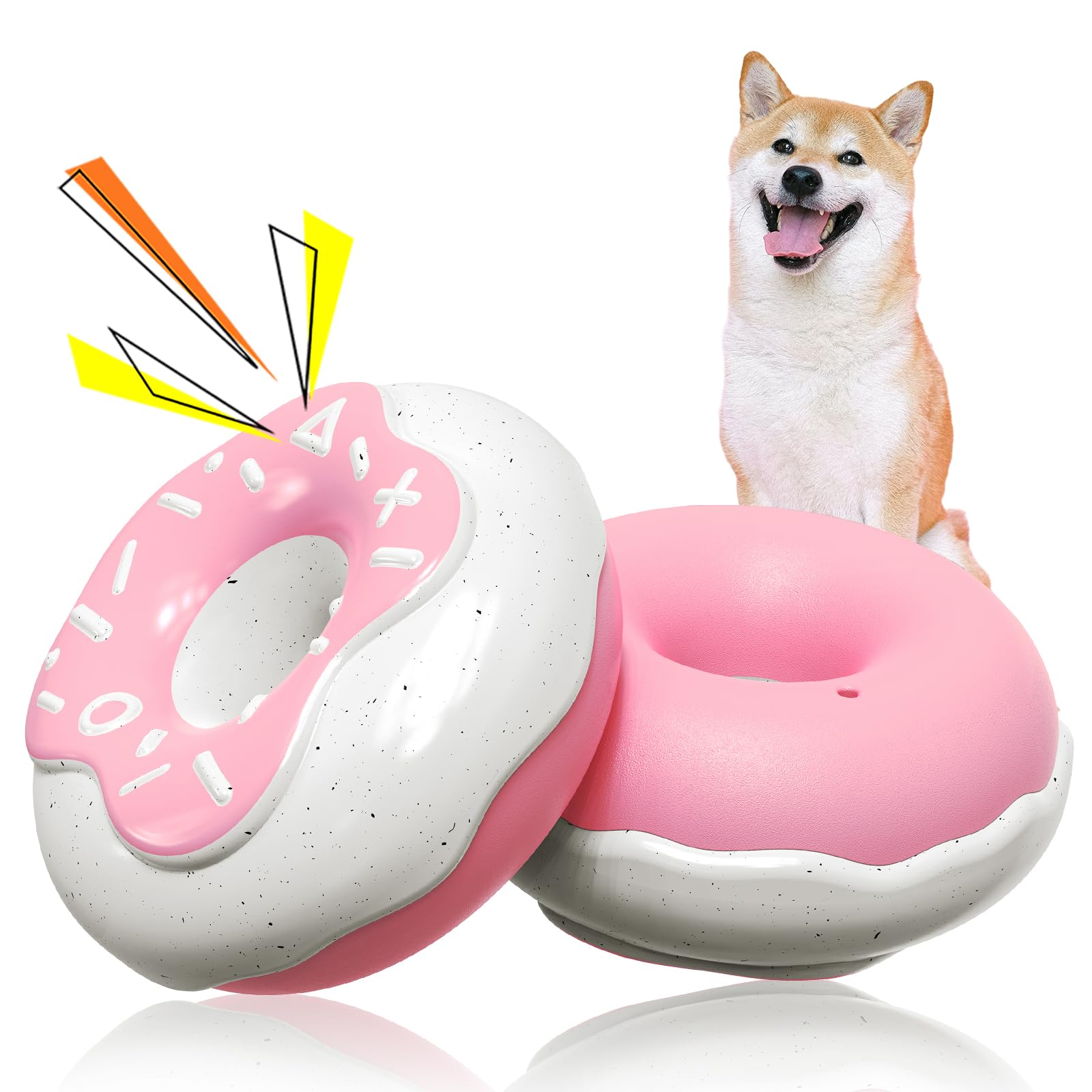 Squeaky Doughnut Dog Toy